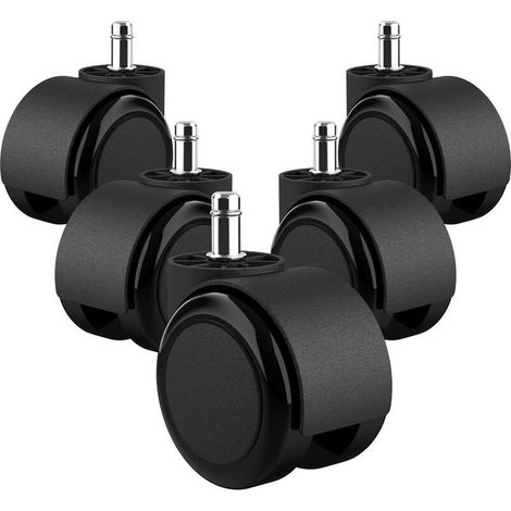 Bürostuhlrollen – 10 mm x 22 mm – Für Hartböden und Teppiche – Maximale Belastung 175 kg – 5er-Pack (1/5)