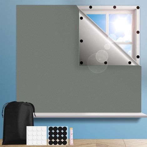 Tenda oscurante magnetica senza foratura, tessuto isolante per lucernari, parasole per camerette, 100x145 cm, grigio. (1/5)
