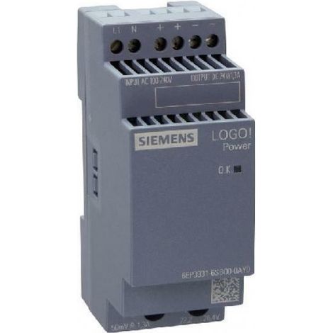 Siemens Fuente de alimentación LOGOPower, 1 fase DC 24 V/1,3 A, 6EP33316SB000AY0