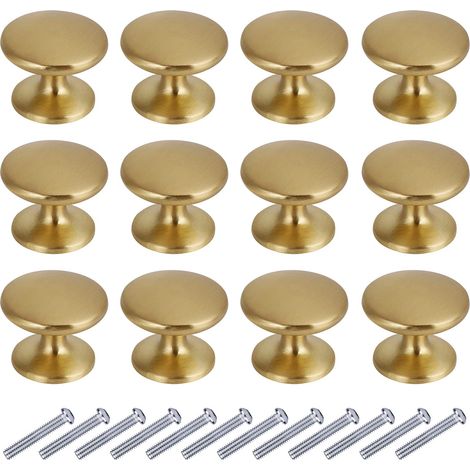 Bouton de Porte Rond 27mm Poignée de Tiroir pour Placard Armoire Cuisine (Lot de 12,Or) (1/5)
