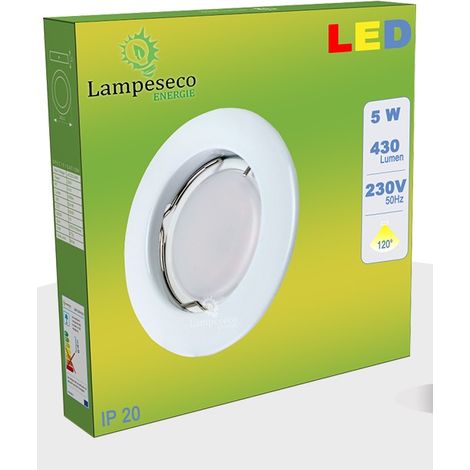 Lot de 4 Spot Led Encastrable Complete Blanc Lumière Blanc Chaud 5W eq.50W ref.267 (1/3)