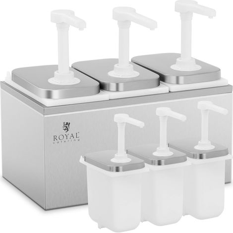 Dreifacher Saucenspender mit Edelstahlpumpe 3 x 2 l (1/5)