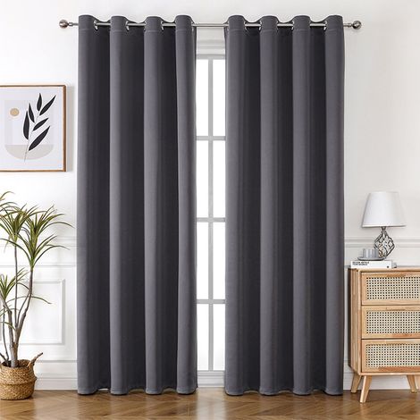 Rideau Occultant - Rideau Transparent - 130 x 100 cm - Polyester - Jaune - Pour Chambre - Double Couche ou Simple Couche - Lot de 2 (1/5)