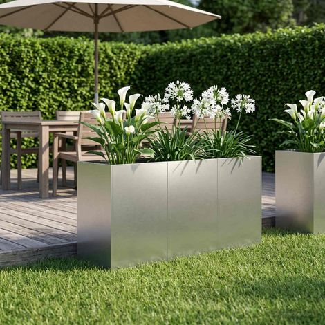 vidaXL Macetero de Jardín Plateado 120 x 40 x 60 cm Acero inoxidable (1/5)