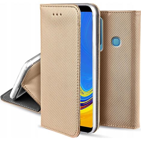 Étui pour Samsung Galaxy A9 2018 FERMÉ, FERMETURE MAGIQUE, OR + VERRE (1/5)