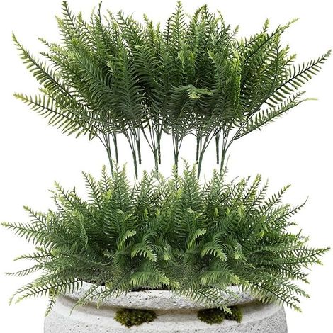 12 Plantes Fougères Artificielles Durable pour Extérieur - Décoration Jardin, Patio, Véranda et Balcon Sans Entretien (1/5)
