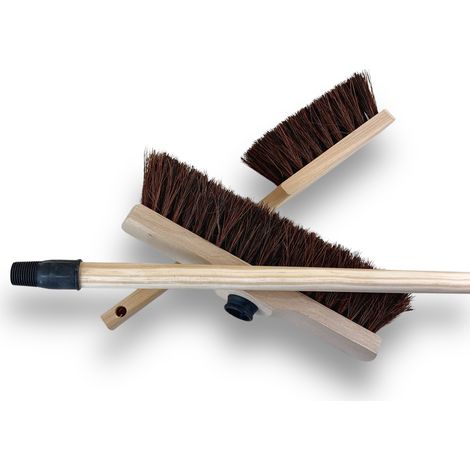 Balai Droit avec Manche + 3 balayettes Manche Long  Fibre Arenga résistante  Sortie 65 mm  pour extérieur et sols Rugueux  Nettoyage Durable et Confortable  Kibros VC1842M (1/5)