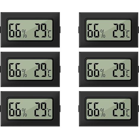 Termometro e igrometro, set da 6 pezzi con mini termometro e igrometro digitale LCD, termometro e igrometro 2 in 1 per serra, cantina e cameretta del bambino. (1/5)