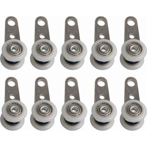 Lot de 10 roulettes pour baies vitrées ou portes coulissantes - en métal et en plastique - 4,5 x 1,9 cm (1/4)