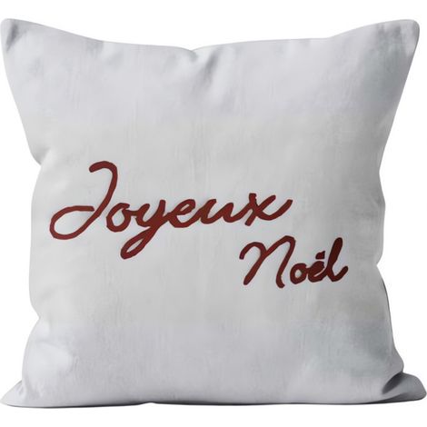 Coussin fantaisie pur coton 45x45 cm JOYEUX NOEL, par Soleil d'Ocre