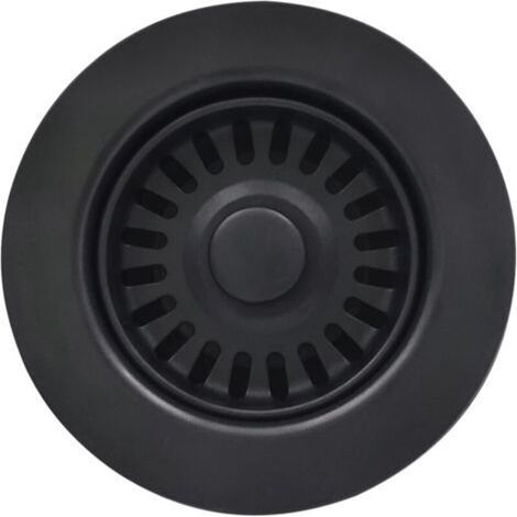 Black kitchen sink with strainer basket and lid, drain filter for granite or fireclay kitchen sink (diameter 114.3 mm)