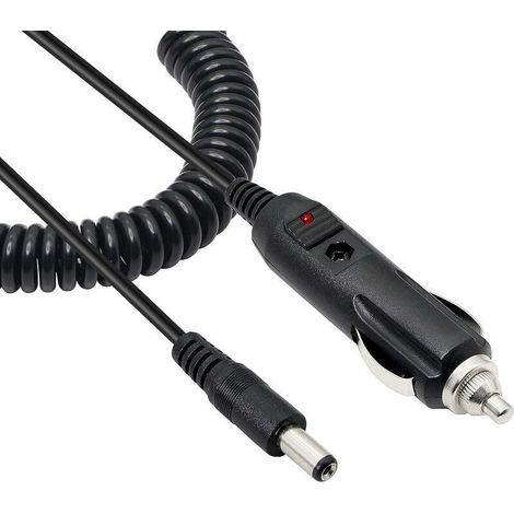12V 3A Câble adaptateur allume-cigare DC 5.5x2.1mm,pour les moniteurs de vidéosurveillance de vue arrière de voiture DVR de voiture-Le noir, (1/4)