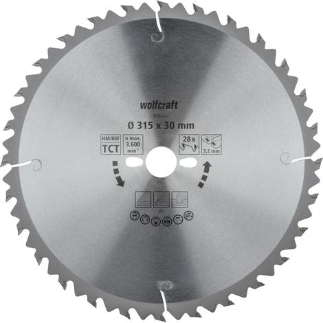Wolfcraft Kreissägeblatt Serie Grün Ø315mm Bohrung Ø30mm Sägeblatt Kreissäge