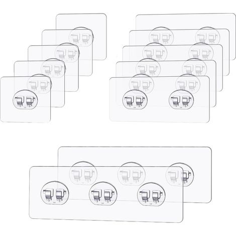 12 Pièces Crochets Adhésifs, Auto Adhésifs Sans Perçage, pour Salle de Bain, Cuisine, Support De Douche D'angle, Porte Savon, Rangements de Cuisine et Paniers (1/5)