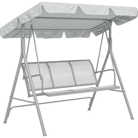 Balancelle de jardin 3 places avec auvent amovible, 171 x 108 x 154 cm, gris clair, idéal pour se détendre dans votre jardin, sur votre terrasse ou votre balcon, alliant confort et design élégant p... (1/5)