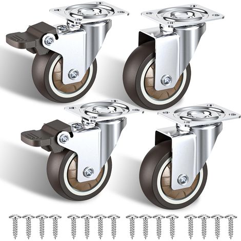 Roulettes de 50mm Roulettes pour Meubles avec frein de sécurité pour charges lourdes Capacité totale de 120KG pour un set de 4 (2 avec frein et 2 sans) (1/5)