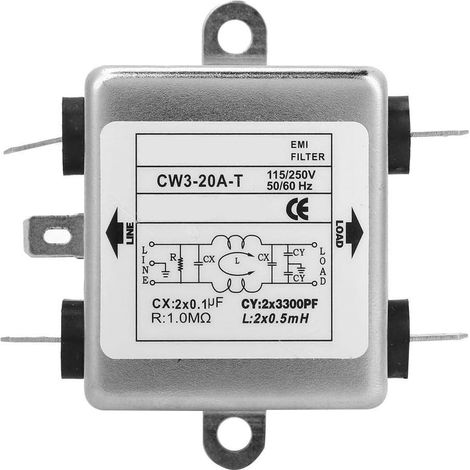 1 Filtre de puissance, module antiparasite monophasé 115V/250V, suppression interférences EMI, pour appareils numériques et médicaux (1/5)