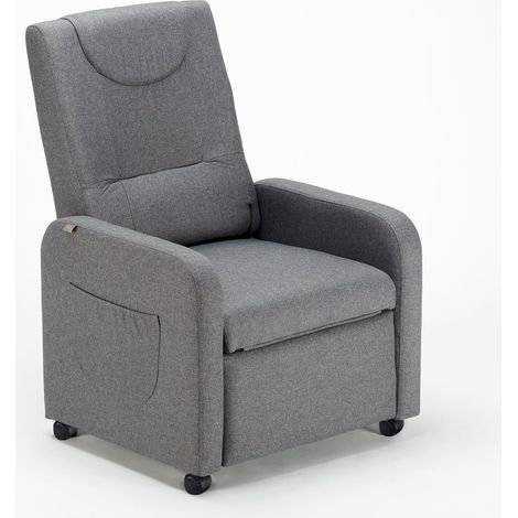 Poltrona Relax Reclinabile 4 ruote con Poggiapiedi in Tessuto Beautiful - Grigio Scuro (1/5)