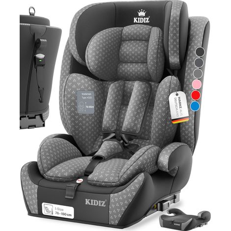 KIDIZ® Seggiolino Triangle Premium per bambini guscio per seggiolino auto 9 kg - 36 kg 1-12 anni gruppo 1/2/3 universale omologato secondo ECE R129/03 con Isofix grigio