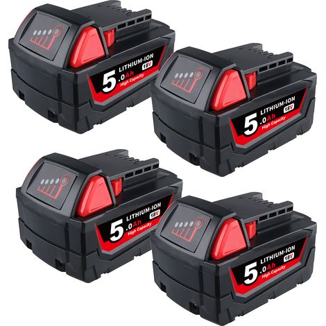 4x Für Milwaukee M18 Akku M18B5 18V XC 5.0Ah Li-Ion 48-11-1860 48-11-1852 M18B 48-11-1840 48-11-1828 48-11-1820 48-11-1815 48-11-1850