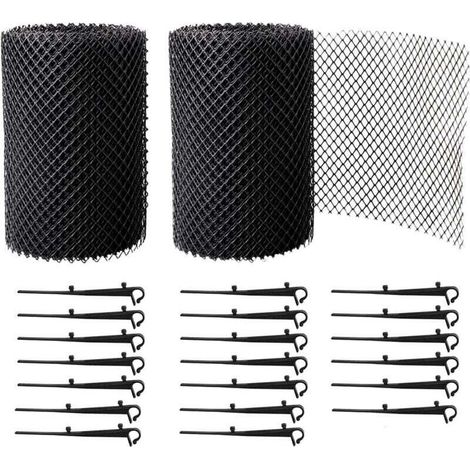 [JAMAIS UTILISÉ]Grilles De Protection Gouttière 2 Rouleaux 16m Pp Anti Feuilles Avec 20 Crochets 18cm Largeur (1/4)