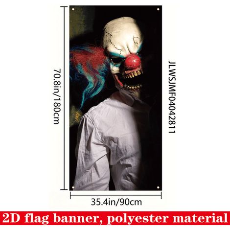 Décorations de porte sanglantes et effrayantes pour Halloween - Bannières/drapeaux d'extérieur pour porche - 90 x 180 cm (Perforatrice + ruban) - MG-13