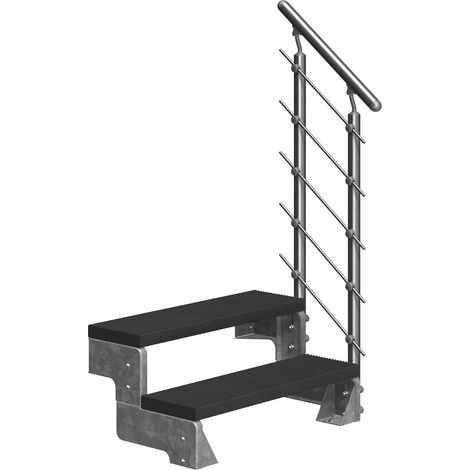 Dolle Außentreppe Gardentop 36-44cm Geschosshöhe mit Trimax anthrazit 80cm breit mit Prova-Geländer