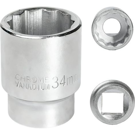 Douille 34mm 3/4" 12 pans, Douille pour clé 3/4 34mm pour clé CR-MO (1/5)