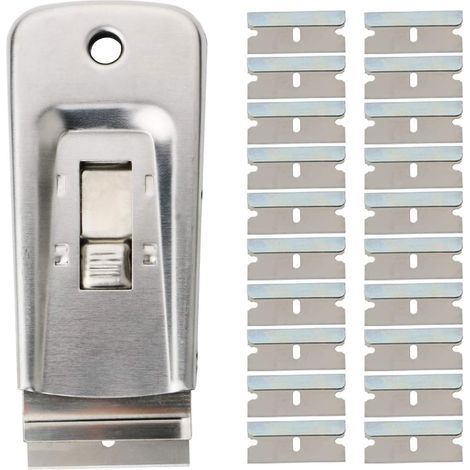 Paint Scraper, Retractable Razor Window Film Tool, Mini Stainless Steel Scraper with 20 Blades for Removing Film, Stickers, Adhesives and More (1/5)