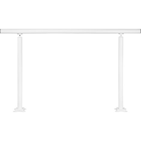 Mophorn Kit de barandilla para escaleras de 5 pies, pasamanos de aluminio blanco ajustables para 0 a 5 escalones, para interiores y exteriores, soporte para personas mayores