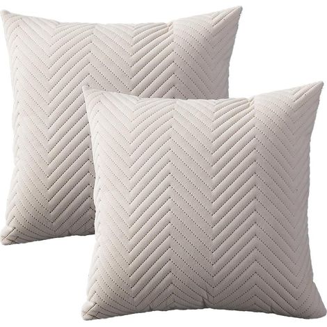 Filiyano – oreiller décoratives pour canapé – Lot de 2 taies d'oreiller décoratives pour canapé, lit ou voiture, bleu, blanc cassé (1/5)
