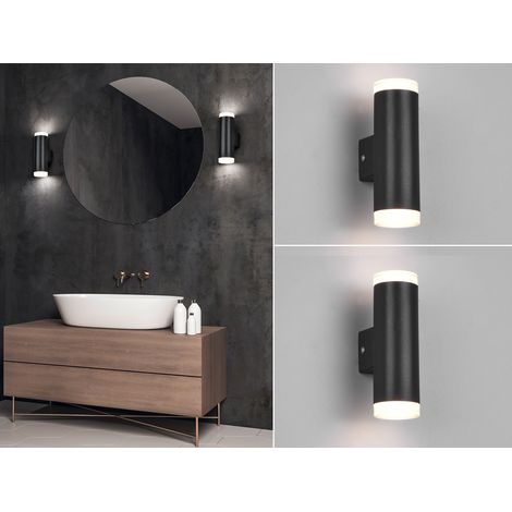 LED Badezimmer Wandleuchte 2er Set Up Down in Schwarz - Spiegelleuchten, H: 17cm (1/5)