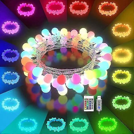 Guirlande lumineuse LED multicolore décorative avec télécommande, 16 boules LED à 16 couleurs changeantes (1/5)