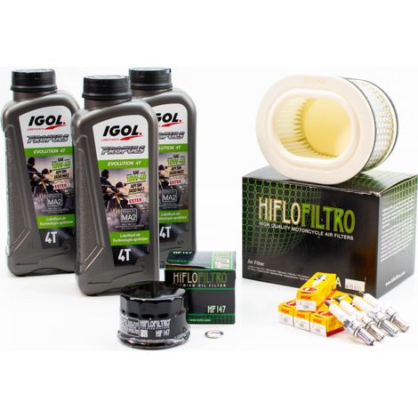 Kit Révision Filtres Bougies pour YAMAHA FZS 600 Fazer de 1998 à 2003 - IGOL PROPULS EVOLUTION 10W40 3L
