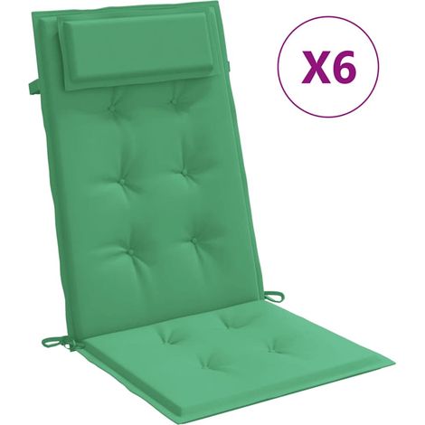 Coussins de chaise à dossier haut lot de 6 vert tissu oxford (1/5)