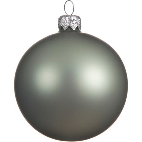 Box Da 6 Decoro Albero Natale Vetro Pallina Verde Salvia Opaco Cm 6 (1/2)