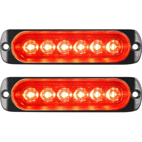 2pcs 6LED Feu Stroboscopique Urgent Rouge Feux de Gabarit Latéraux Voiture 12V 24V Barre Lumineuse LED Balise Clignotante de Sécurité pour Remorque Utilitaire Bateau Tracteur Véhicule (1/5)