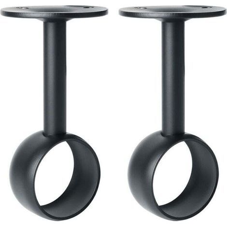 Support de Tringle à Rideaux Support Tringle Penderie avec Vis Support de Plafond pour Rideau et Armoire, Noir Mat en Acier Inoxydable, Diamètre 32 mm, 2 Pcs (1/4)
