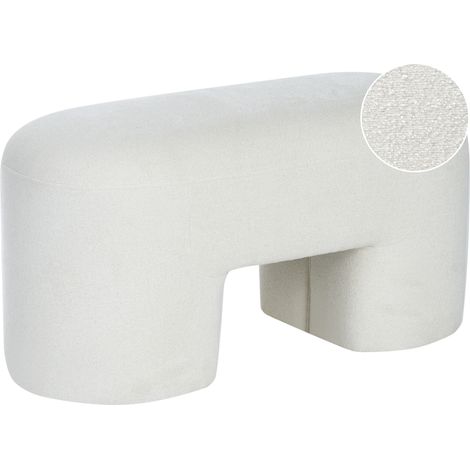 Banco tapizado moderno de bouclé puf patas anchas salón dormitorio blanco Decorah