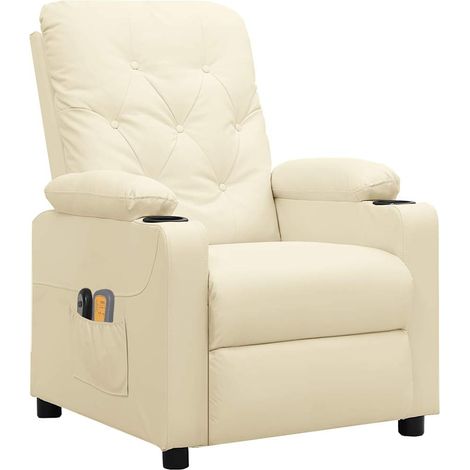 Maison Exclusive - Poltrona Massaggiante Elettrica Crema Similpelle (1/5)