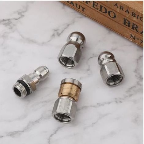 4pcs Buses de Jet d'Égout, en Acier Inoxydable pour Nettoyeur Haute Pression Kit d'Embouts de Buse de Tuyau de Vidange avec Interface de Connexion Rapide NPT 1/4" (1/4)