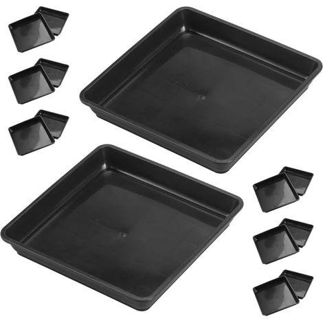 Lot de 15 Soucoupes Carrées en Plastique Abs Noir pour Plantes en Pot, Plateau Anti-Usure de 15x15 Cm, pour Intérieur et Extérieur, Prévient Écoulement d'eau et Terre (1/5)