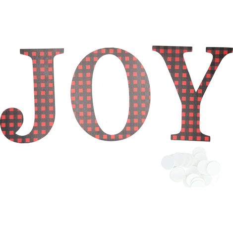 Plaque de Porte Noël Rouge Noir à Carreaux - Décoration Murale Bois pour Maison et Saison Festive (1/5)