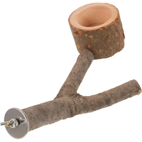 Vogelsitzstange aus Holz mit Futterhalter (1/5)