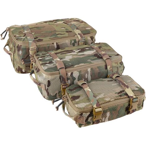 Lot de 3 sacs de rangement tactiques modulaires en maille de grande capacité pour organiser les sacs de rangement., camouflage, Maille à séchage rapide (1/5)