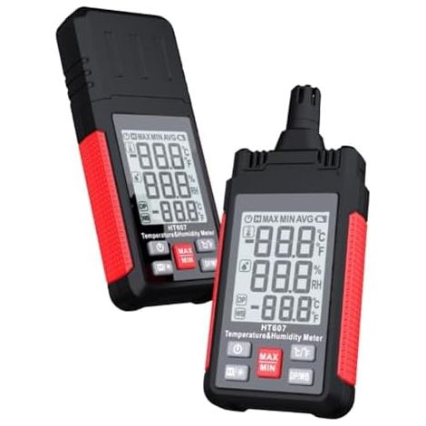 Thermohygromètre numérique professionnel HT607 pour laboratoire et industriel, mesure la température, l'humidité, le point de rosée, la température de la boule humide, grand écran LCD rétroéclairé (1/5)