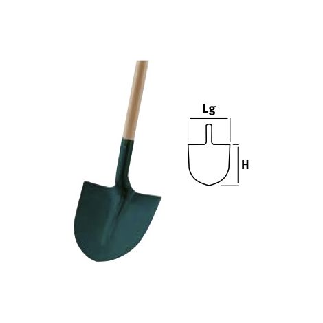 Leborgne – Pelle ronde en tôle 27 cm – Manche bois 110 cm – Acier trempé pour résistance à l’usure – Pour manipulation terre et gravier