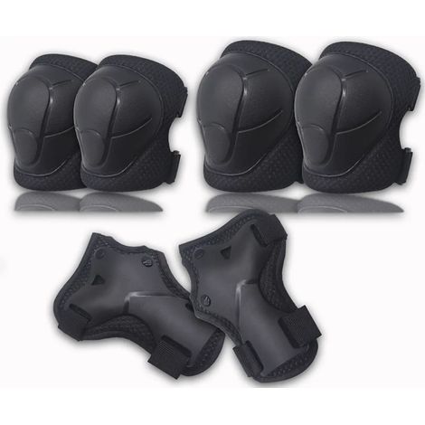 Ensemble de genouillères, équipement de protection comprenant des genouillères pour enfants, adolescents et adultes, pour le roller, le patinage, le skateboard, la trottinette, etc. (Noir) (1/5)
