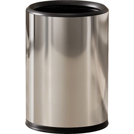 Poubelle Ronde Sans Couvercle 12L Acier Inox Finition Acier Brossé, Poubelle Double Bac Intérieur Amovible, Poubelle Design Haute Gamme pour Salon, Chambre, Salle de Bain, Cuisine, Hôtel Ø23x32cm (1/4)