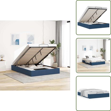 Cadre de lit ottoman sans matelas bleu 140x200 cm tissu - Cadre De Lit Ottoman - Cadres De Lit Ottomans - Cadre De Lit - Cadre De Lit Avec Rangement (1/5)